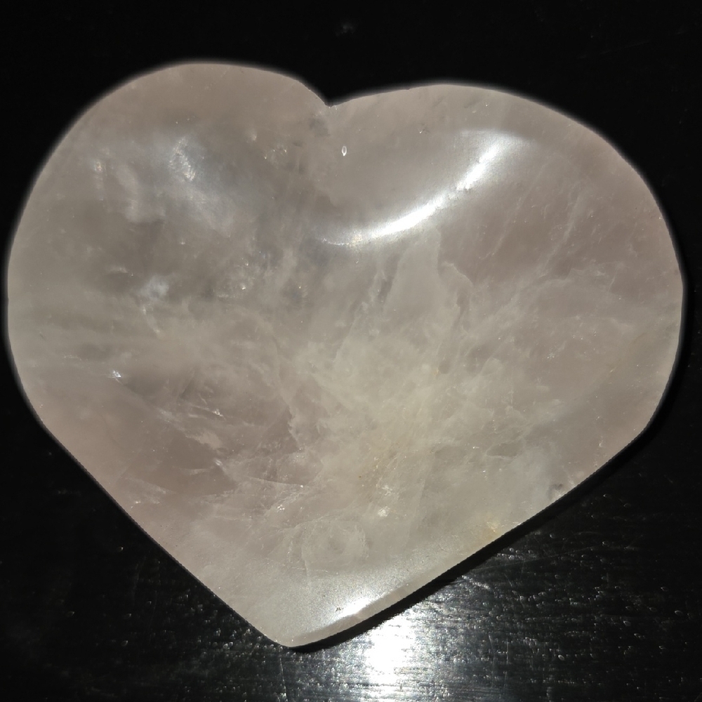 Hand Carved Polished Heart Shaped Large Rose Quartz Bowl Dish New